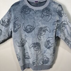 Disney Stitch Plush Crewneck Sweatshirt Size Small‎ Light Blue